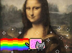 nyan cat collage over Mona Lisa, NFT
