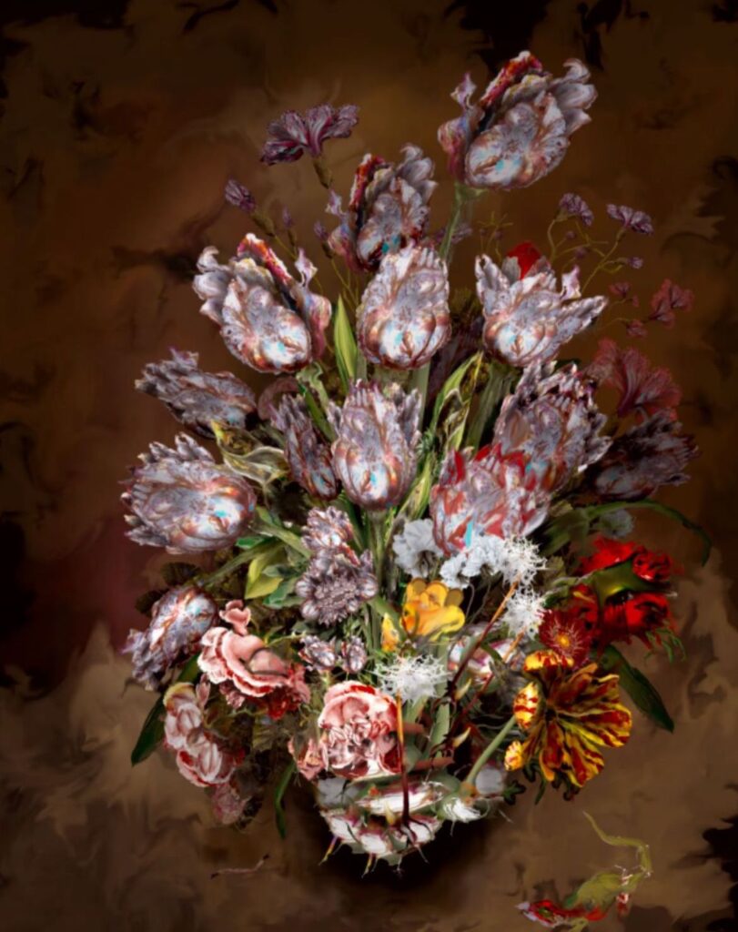 painting floral arrangement